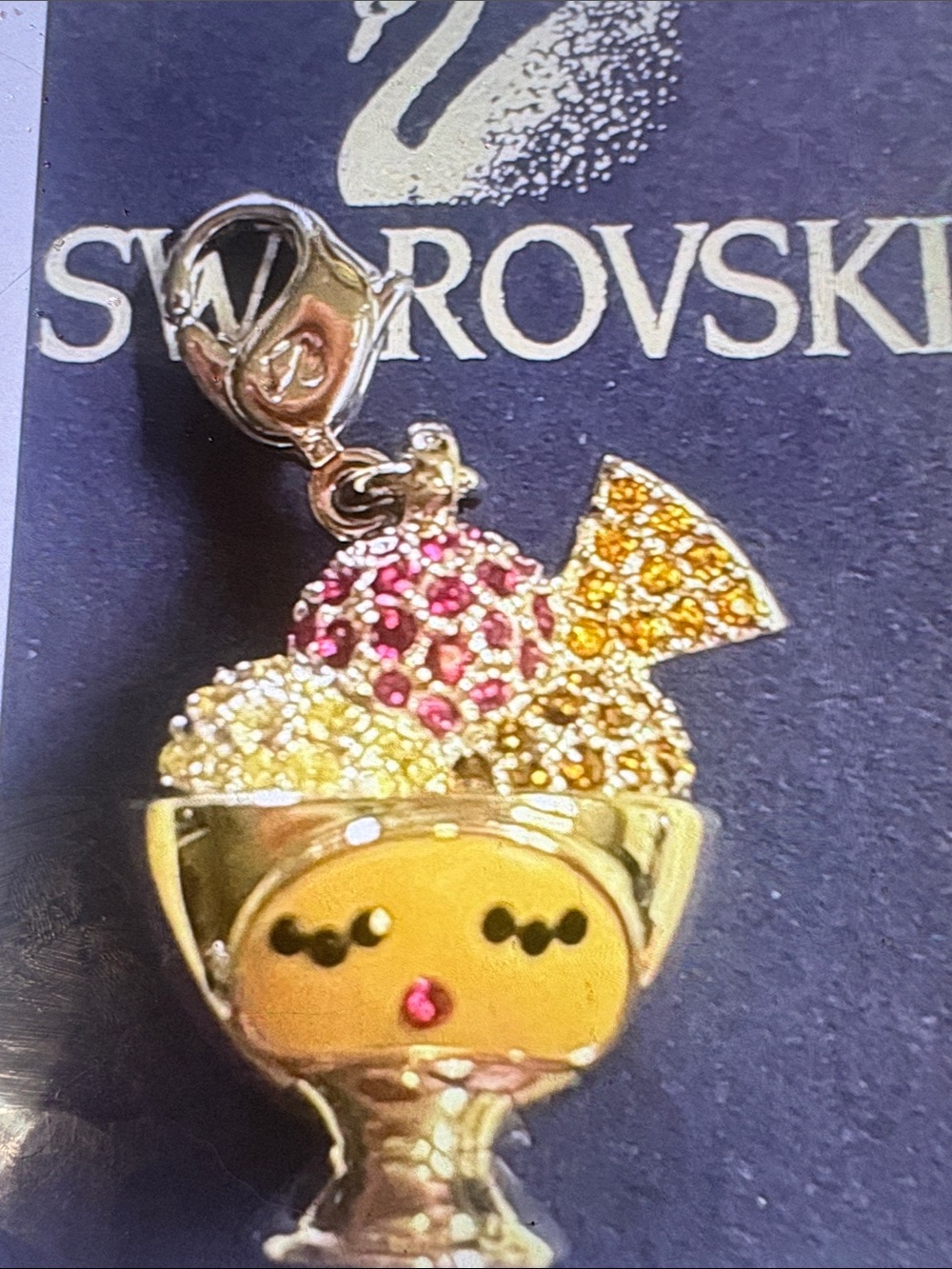 Swarovski Signed Ice Cream Sundae Girl Charm